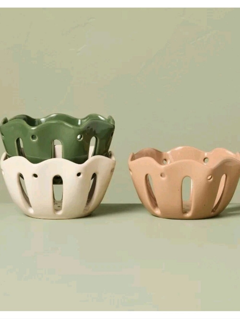 HEARTH & HAND 3pc. Stoneware Wavy Edge MINI Berry Serving Bowls